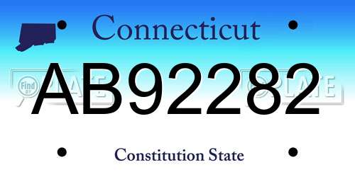 AB92282 Connecticut License Plate