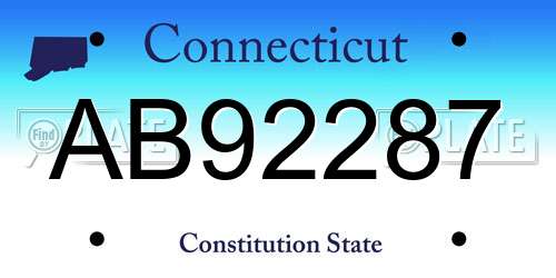 AB92287 Connecticut License Plate
