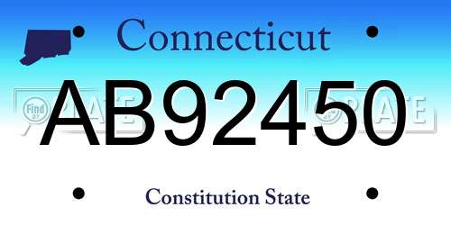 AB92450 Connecticut License Plate