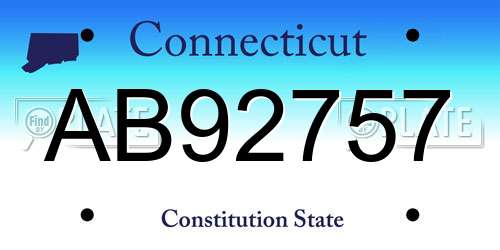 AB92757 Connecticut License Plate