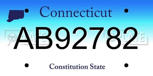 AB92782 Connecticut License Plate