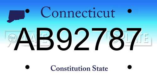 AB92787 Connecticut License Plate