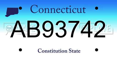 AB93742 Connecticut License Plate