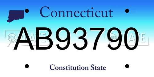 AB93790 Connecticut License Plate