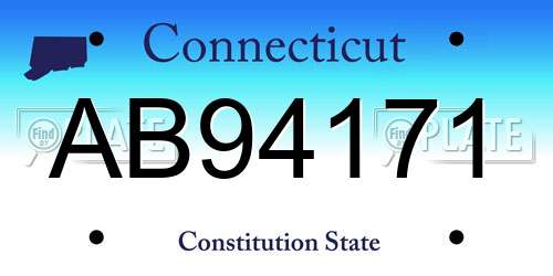 AB94171 Connecticut License Plate