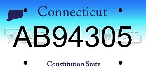 AB94305 Connecticut License Plate