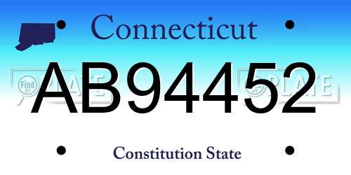 AB94452 Connecticut License Plate