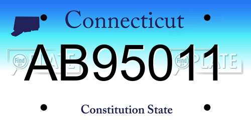 AB95011 Connecticut License Plate