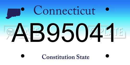 AB95041 Connecticut License Plate