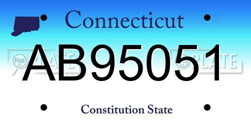 AB95051 Connecticut License Plate