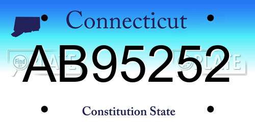AB95252 Connecticut License Plate