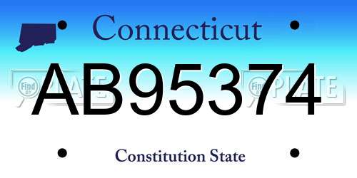 AB95374 Connecticut License Plate