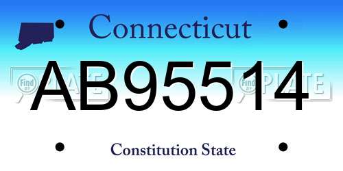 AB95514 Connecticut License Plate