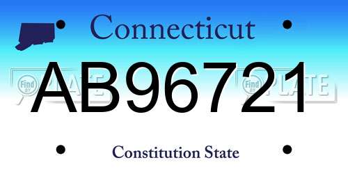 AB96721 Connecticut License Plate