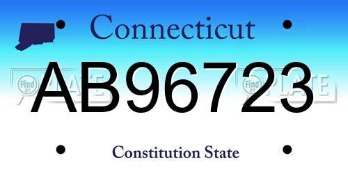AB96723 Connecticut License Plate