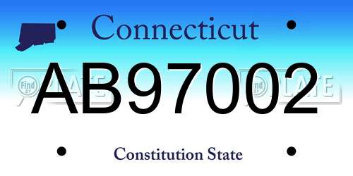 AB97002 Connecticut License Plate