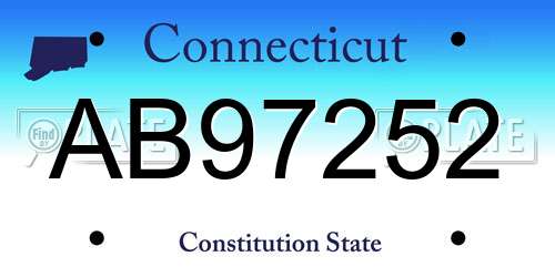 AB97252 Connecticut License Plate