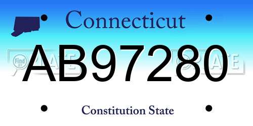 AB97280 Connecticut License Plate