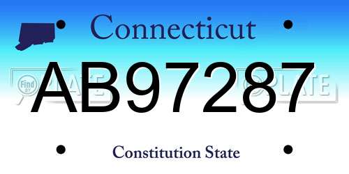 AB97287 Connecticut License Plate