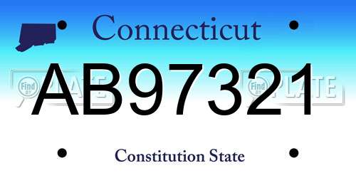 AB97321 Connecticut License Plate