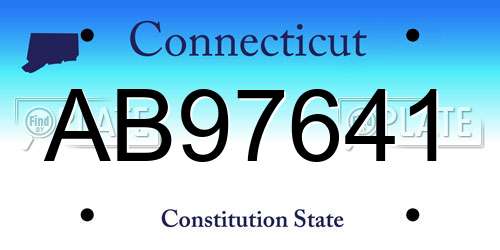 AB97641 Connecticut License Plate