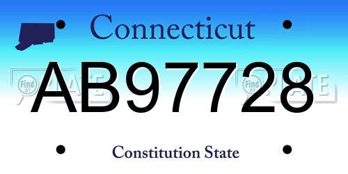 AB97728 Connecticut License Plate