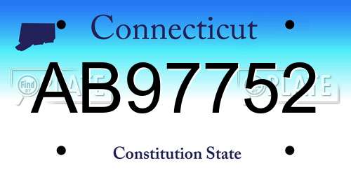 AB97752 Connecticut License Plate