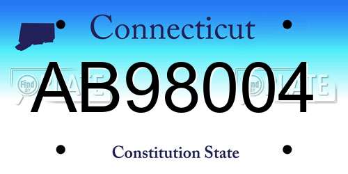 AB98004 Connecticut License Plate