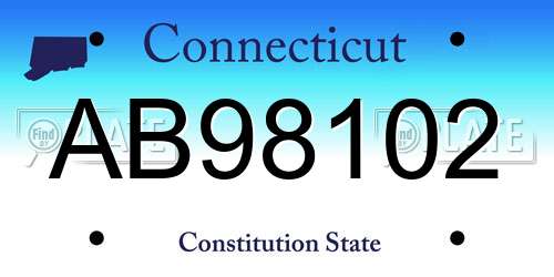 AB98102 Connecticut License Plate