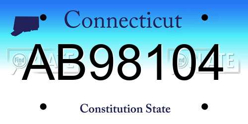 AB98104 Connecticut License Plate