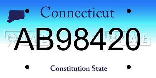 AB98420 Connecticut License Plate