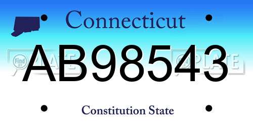 AB98543 Connecticut License Plate