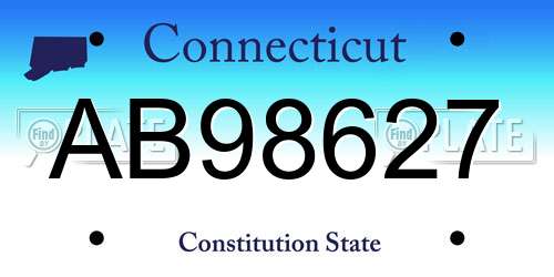 AB98627 Connecticut License Plate