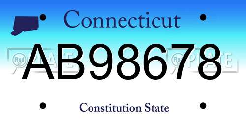 AB98678 Connecticut License Plate