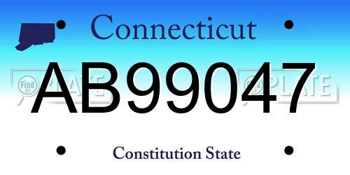 AB99047 Connecticut License Plate