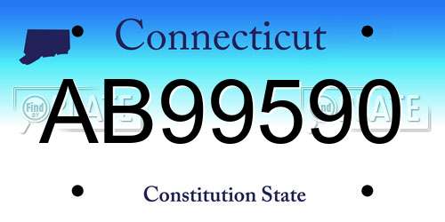 AB99590 Connecticut License Plate