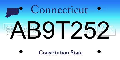 AB9T252 Connecticut License Plate
