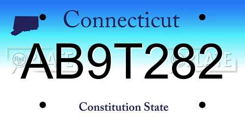 AB9T282 Connecticut License Plate