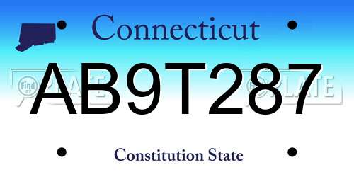 AB9T287 Connecticut License Plate