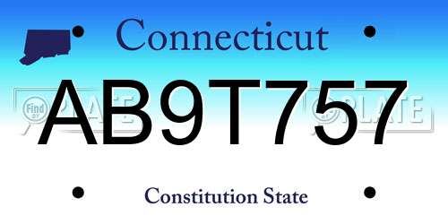 AB9T757 Connecticut License Plate