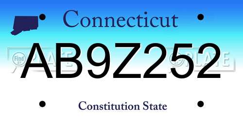 AB9Z252 Connecticut License Plate