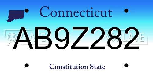 AB9Z282 Connecticut License Plate