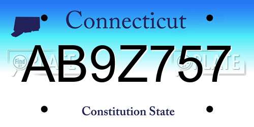 AB9Z757 Connecticut License Plate