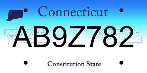 AB9Z782 Connecticut License Plate