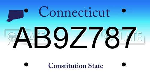 AB9Z787 Connecticut License Plate