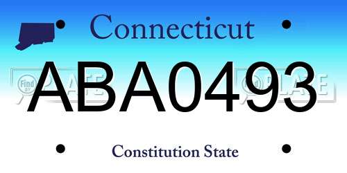 ABA0493 Connecticut License Plate