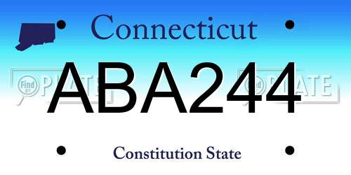 ABA244 Connecticut License Plate