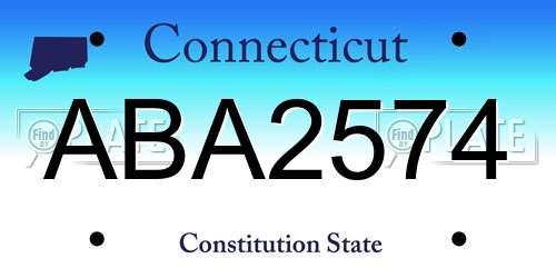 ABA2574 Connecticut License Plate