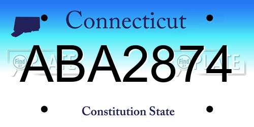 ABA2874 Connecticut License Plate