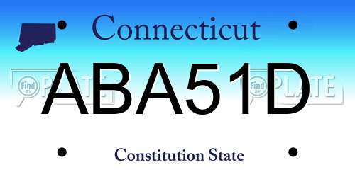 ABA51D Connecticut License Plate